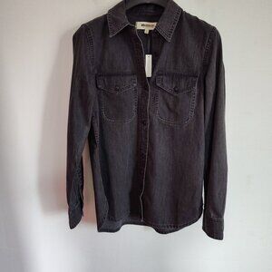 Ladies SZ XS Madewell Black Lunar Wash Denim Shirt